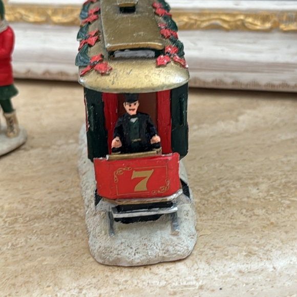 Coca Cola Trolly and Snowman Woman and Man Christmas Village Pieces Vintage - Picture 5 of 8
